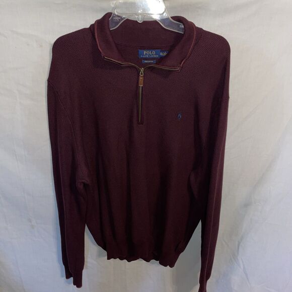 Polo Ralph Lauren Men’s Pullover Sweater Size 2XL Burgundy Pima Cotton Going Out - Picture 1 of 12